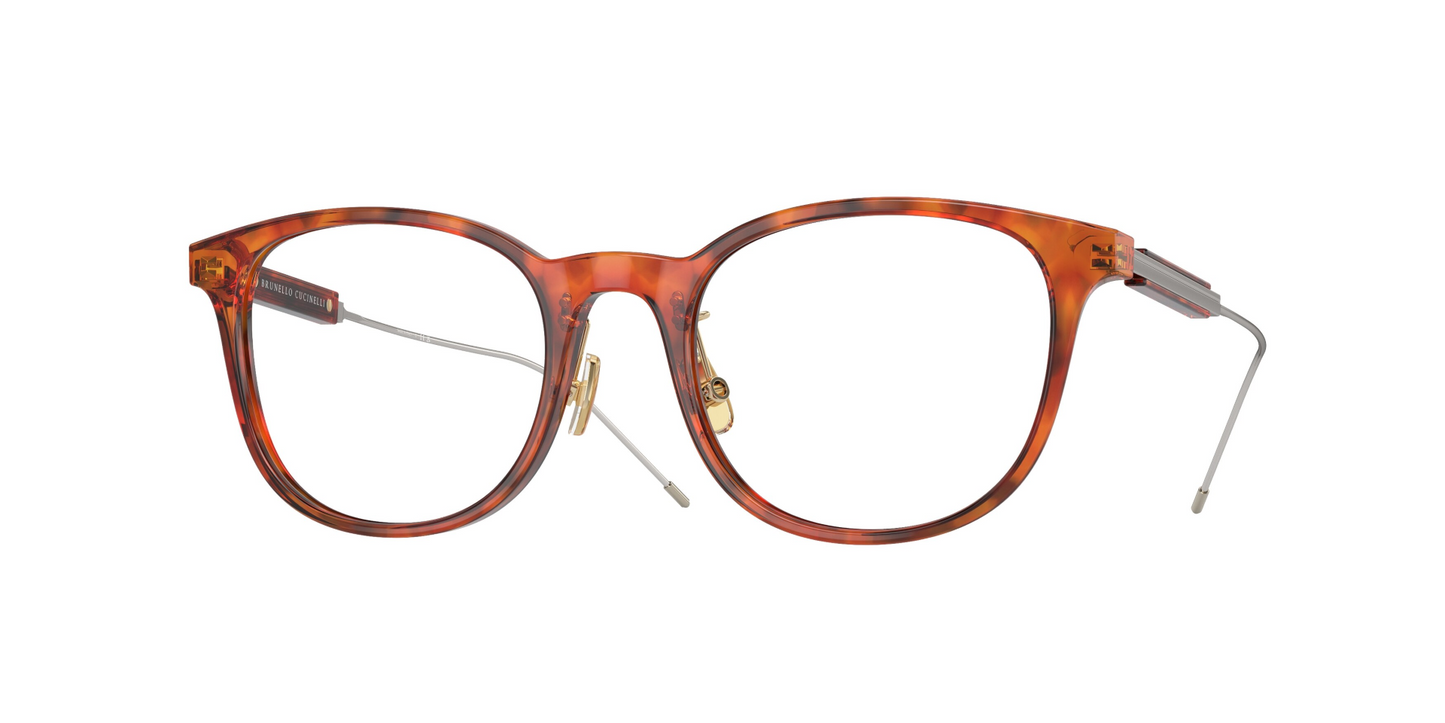 Brunello Cucinelli eyeglasses model BC3006 in AMBERHAVANA, handcrafted Italian luxury optical frames made with premium materials